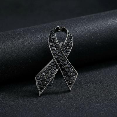 Czarna Odznaka Pamięci Czarna Odznaka Pamiątkowa Pogrzebowa Czarna Wstążka Broszka z Kolcami Królowa Cyrkonie Odznaka Żałobna Na Pogrzeby i Żałobę