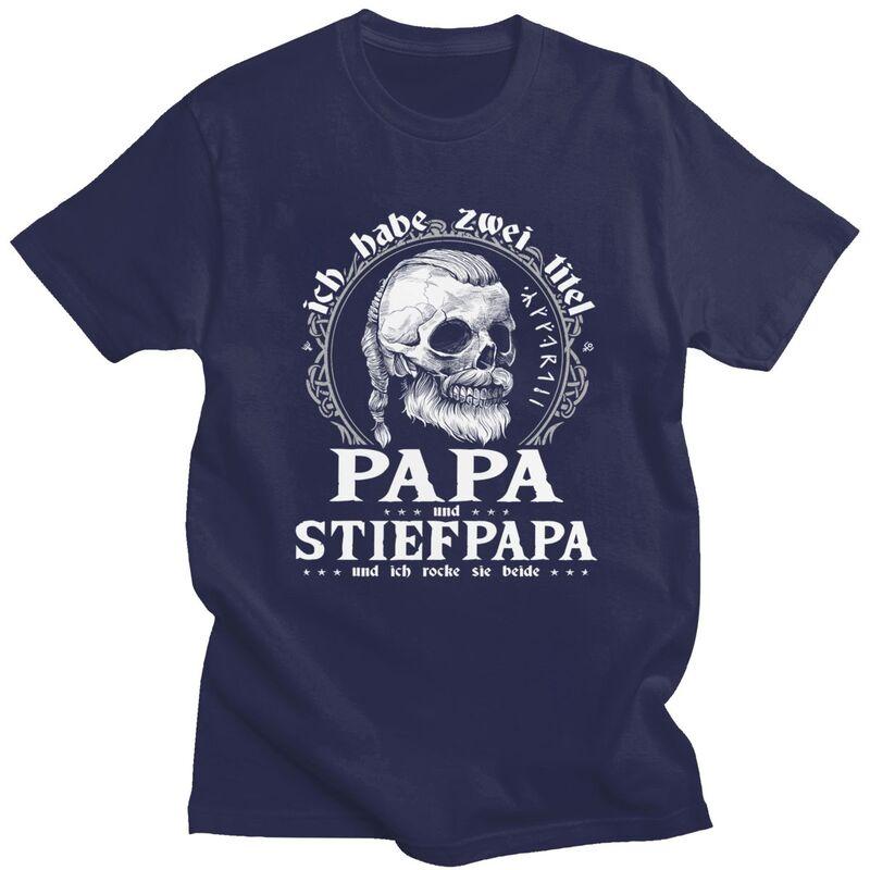 Custom Papa And Stiefpapa Viking Skull T Shirt Men Short Sleeve Dad Fathers Day Tshirt Casual Tee Pure Cotton Oversized Tshirt