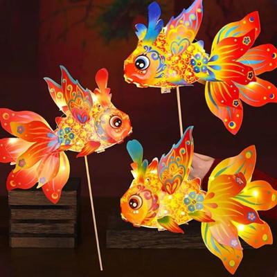 Handmade Mid-Autumn Festival Lanterns with LED Light Goldfish Lantern  Blessing Ceremony