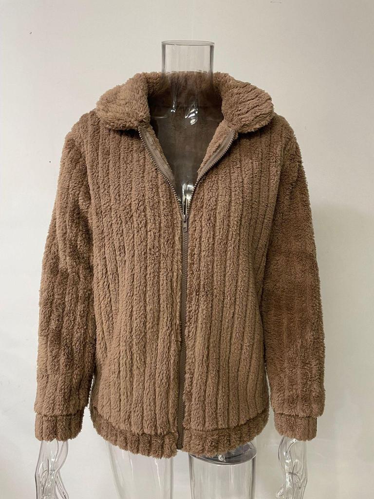 Autumn/Winter 2025 Women's Furry Plush Lapel Cardigan Jacket