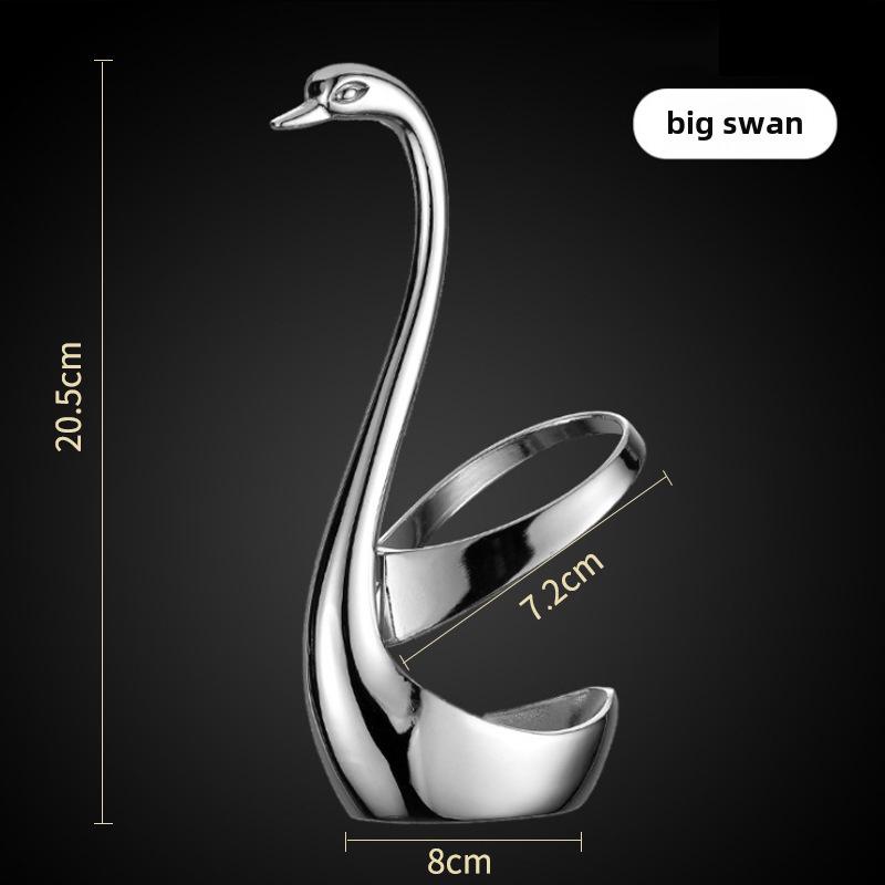 304 Stainless Steel Fork and Spoon Set with Swan Holder