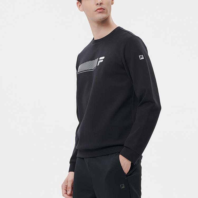 Fila Athletics Logo Print Pullover Crewneck Sweatshirt Men Sweatshirt Deep-Black A11M141204F-BK