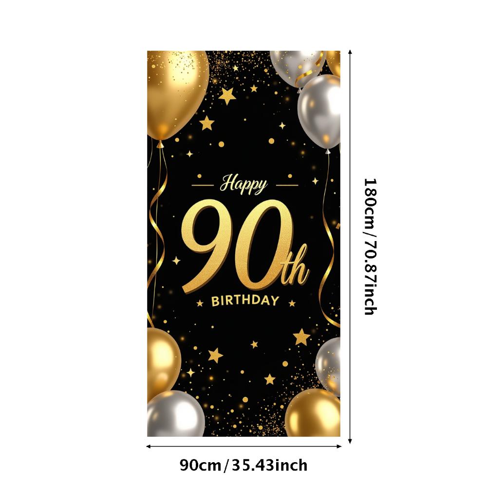 90. Geburtstag Banner Goldener Ballon Happy Birthday Party Dekoration Kulisse Jubiläumsfeier Fotografie Hintergrund Requisite