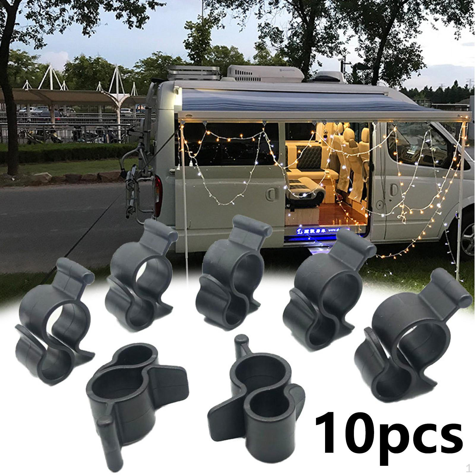 

10 Pieces Awning Clips Standard Camping Travel Caravan Black Rope Clamp Tent Hooks Slides into