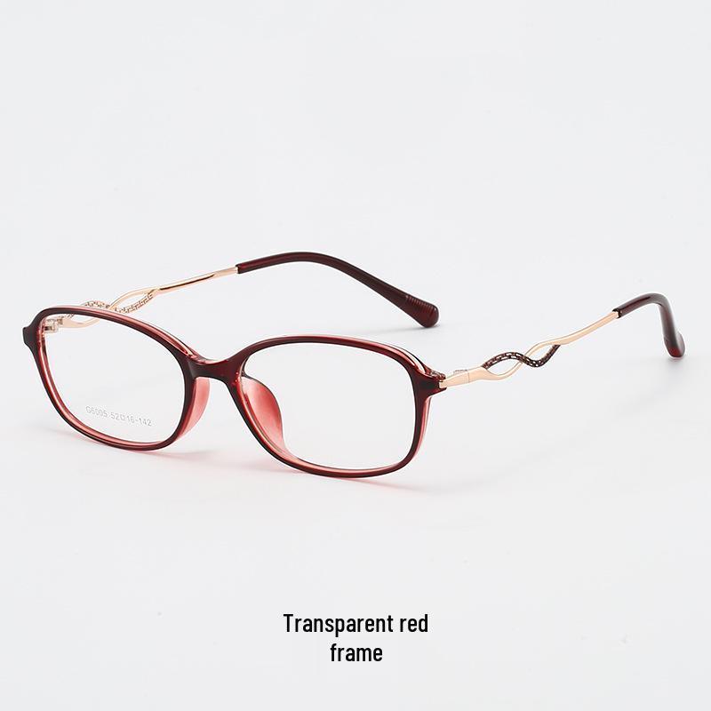Intelligent Gentle Lady TR Glasses Frame - Ultra-Light, Natural Look with Hollow Temple Design and Prescription Lenses
