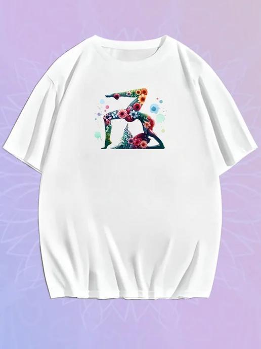 Oversized T-shirt with Yoga Print S