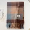 Long Tessel Plaid Wool Scarf Windproof Men Scarf Fashion Winter Cashmere Scarf  Female