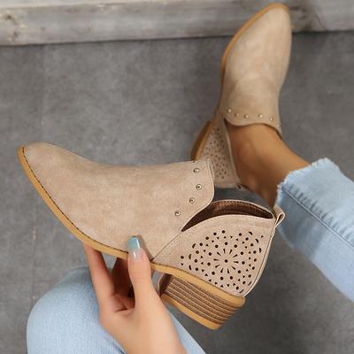 Fashion Ankle Boots for Women 2024 New Low Heel Boots Women Pointed Boots Handmade Rivets Spring Autumn Women's Shoes Botines Chelsea