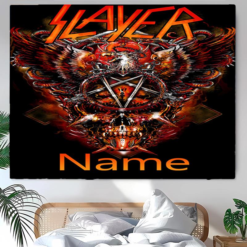 Personalized Slayer logo Background Tapestry,Custom Name Birthday Party,Multifunctional Wall Decoration for Home Decor,Various Occasions