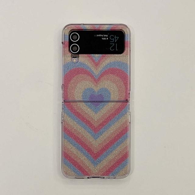 

Ins Laser Shiny Blingbling 3 в 1 Защитный чехол-браслет для Samsung Galaxy Z Flip 3 4 5g Чехол для телефона с мультяшным сердечком и сердечком For Samsung Z Flip 3