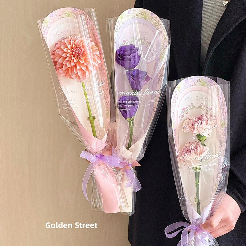 10Pcs Transparent Rose Packaging Bags Flower Bouquet Plastic Bag Bouquet Wrapping Paper Valentine'S Day Wedding Decor