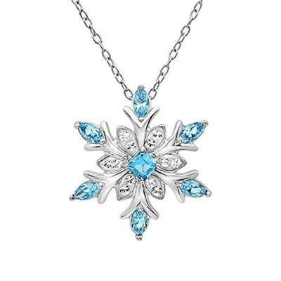 Women Frozen Snowflake Necklace Silver Plated Christmas Gift Rhinestone Crystal Pendant Chain