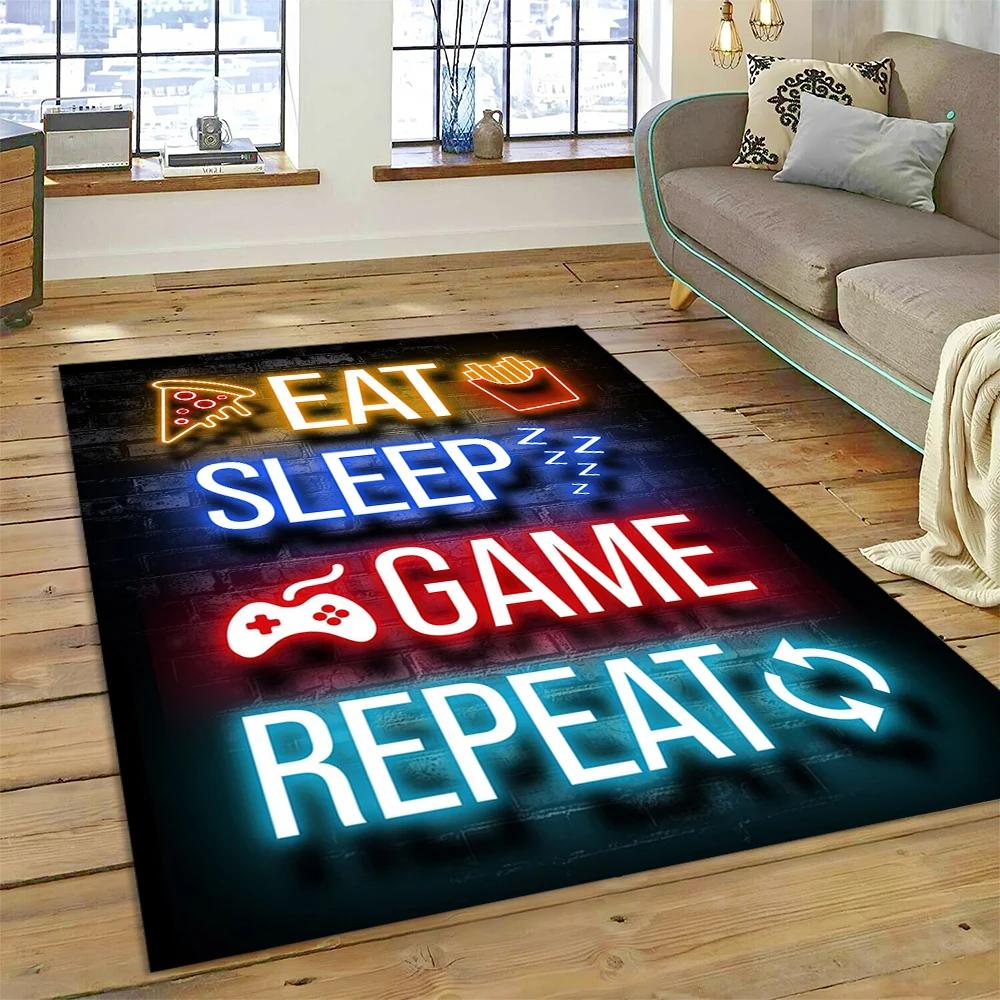 3D Gamer Game Gamepad Cartoon Carpet Rug for Home Living Room Bedroom Sofa Doormat Decor,Child Play Area Rug Non-slip Floor Mat