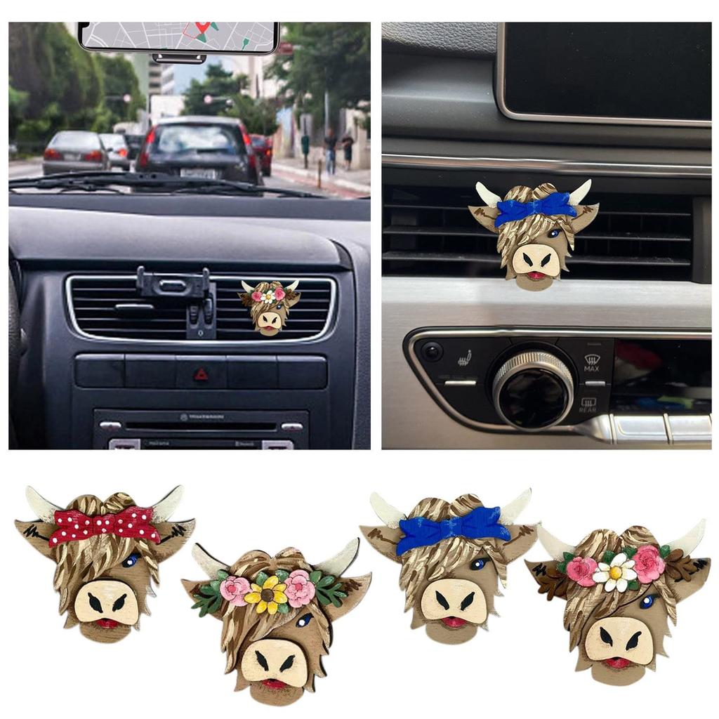 Colorful Bow Cow Shaped Aroma Vent Car Love  Stone Creative Perfume Car Diffuser Perfume Clip Conditioning Car Interior Accessories