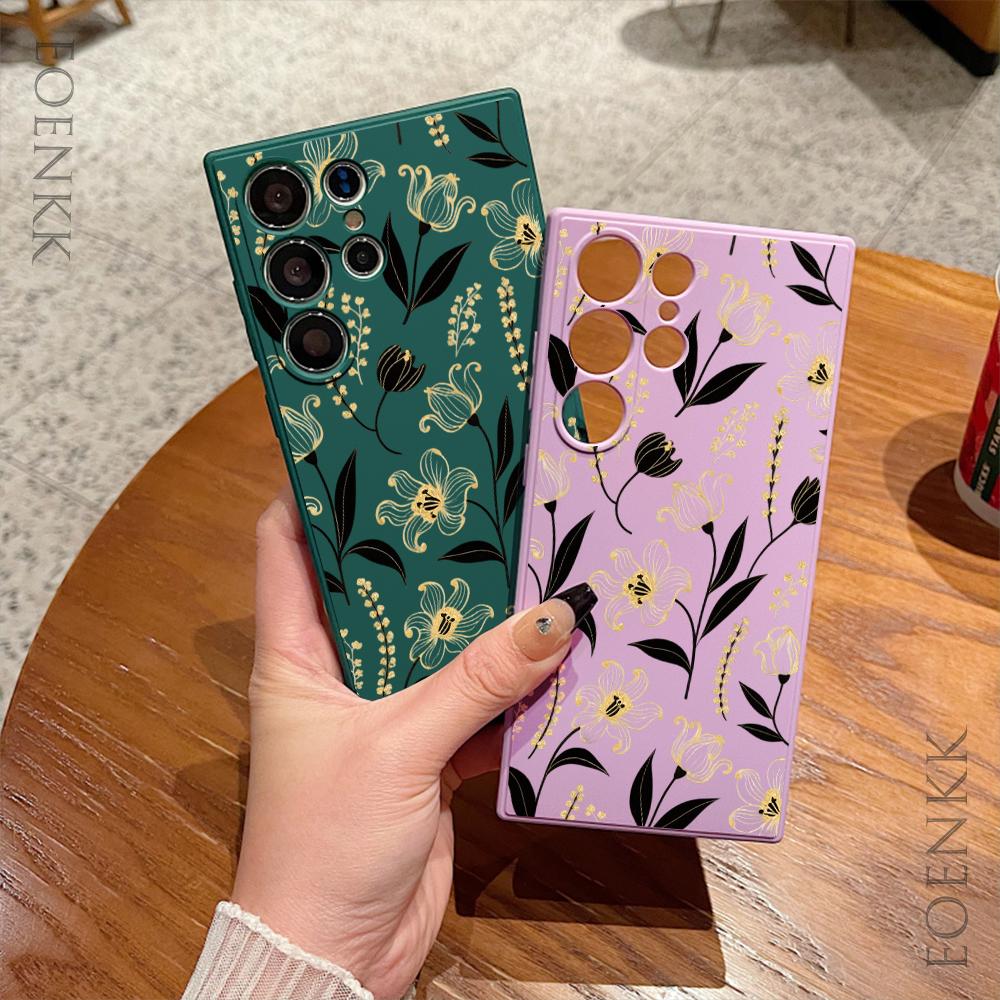 Simple Flower Pattern Soft Phone Case For Samsung Galaxy S25 S24 Ultra S23 S22 S21 S20 Ultra FE Plus Note 10 20 Lite Cover