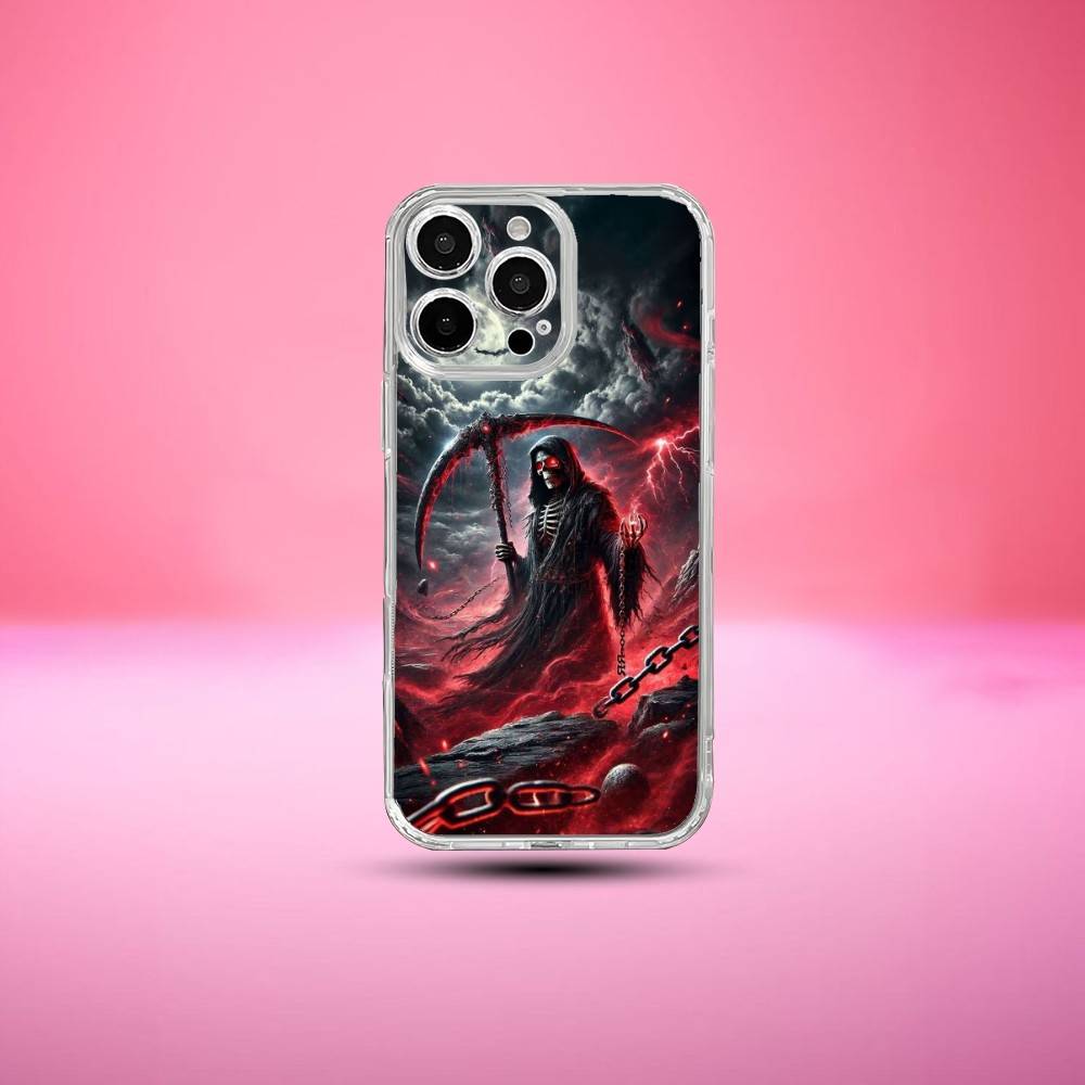 

Death Grim Reaper Skull Phone Case For iPhone17,16,15,14,13,12,11 Plus,Pro Max Soft Transparent Cover iPhone15promax