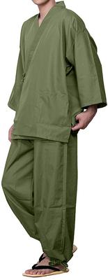 KYOETSU Samue Plus Wear Men's Kimono, Summer/Winter, Size, Year-Round (LL, Green)