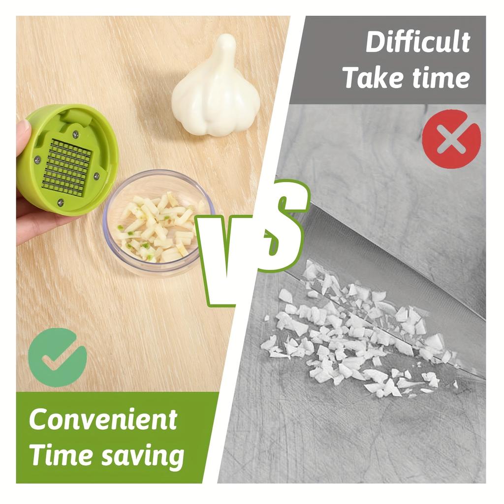1pc Heavy Duty Garlic Press And Mincer - Manual Crusher And Chopper with Easy Clean Chopping Plate, Compact Handheld Design, Plastic And Garlic Clove