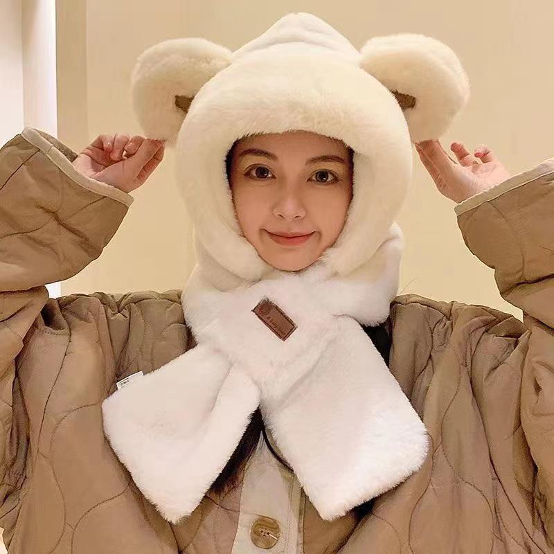 Cozy Winter Teddy Bear Fleece Hat & Scarf with Ear Protection