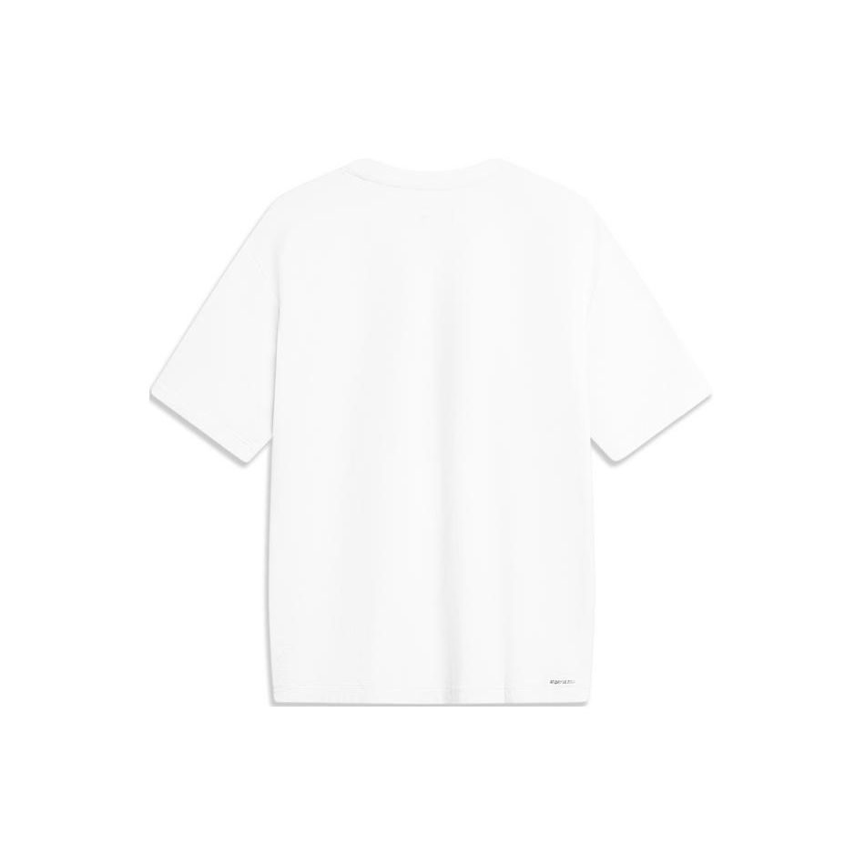 Li Ning CF Round Neck Pullover Letter Print Pattern Short Sleeve T-Shirt Men Tops Standard-White ATSU595-1