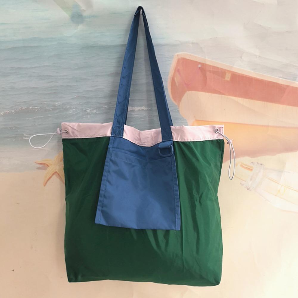 Reusable Foldable Shopping Bag Large Capacity Drawstring Handbag Durable Tote Bag  Outdoor