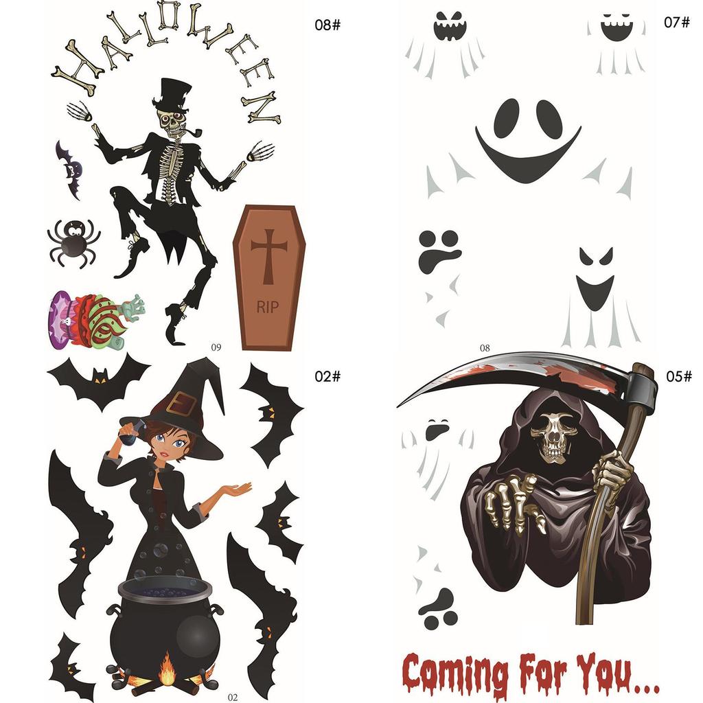 Versatile Classic Halloween Party Diy Witch Stickers Skeleton Ghost Window Wall Decals Decor