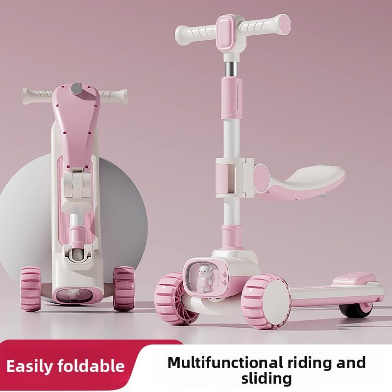 Outdoor New Riding Scooter Big Model Teenage Mobility Scooter Flash Toy Car Folding 2-In-1 Multi-Function Pedal Scooter Folding