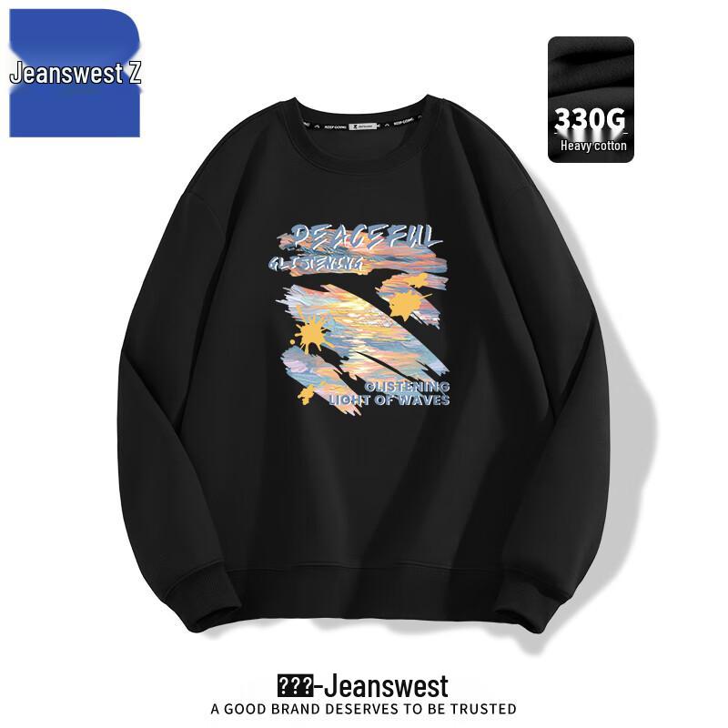 

Jeanswest Men s Autumn/Winter Graffiti Print Round Neck Pullover Sweatshirt