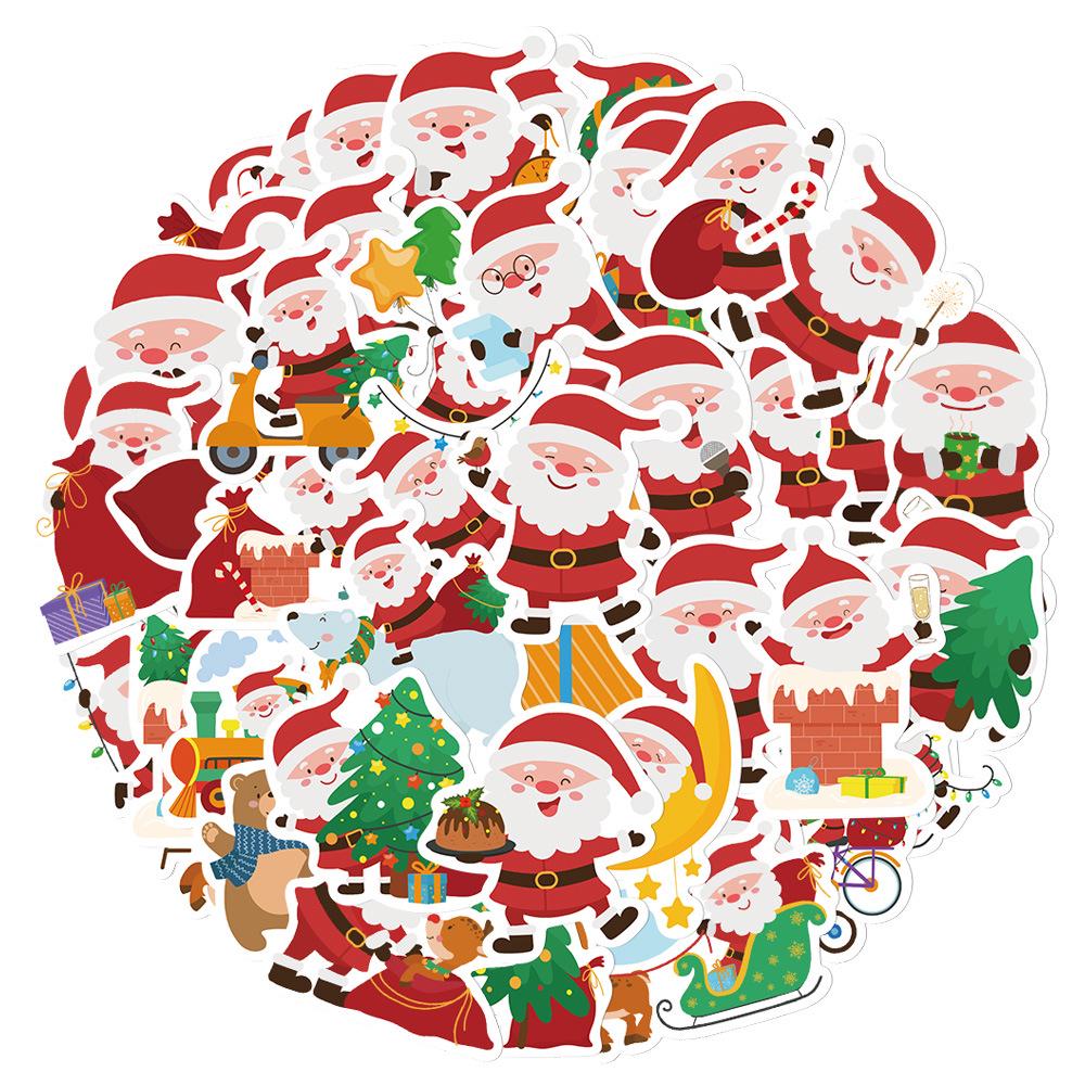 50 Waterproof Santa Claus Stickers - Festive DIY Decals for Gifts, Cups, Phones & Computers