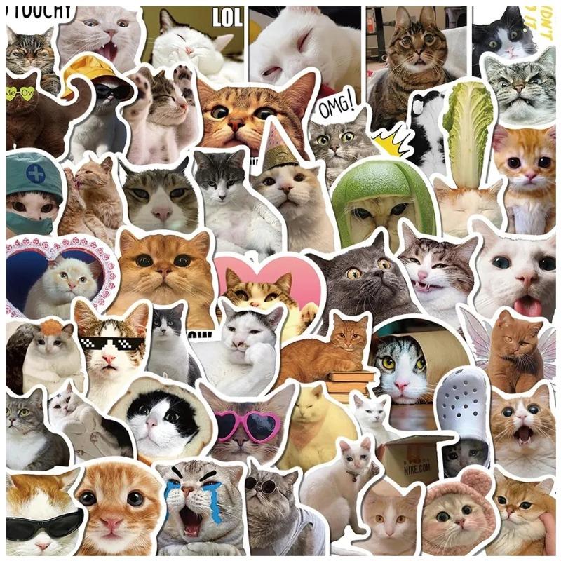 50PCS Funny Cat Sticker Creative Diy Laptop Case Water Bottle Sticker