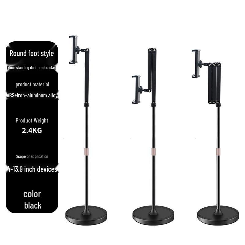 Adjustable Dual-Arm Mobile & Tablet Stand for Live Streaming Floor Double Arm Stand