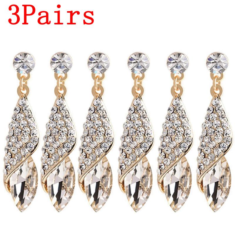 

Модные хрустальные серьги Женские серьги с горным хрусталем в виде капли воды Элегантные украшения для вечеринки Свадебные аксессуары для вечернего платья Сверкающие серьги-подвески для нее One Size