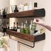 Walnut Corner Bathroom Shelf for Cosmetics, No-Drill Triangle Stand.