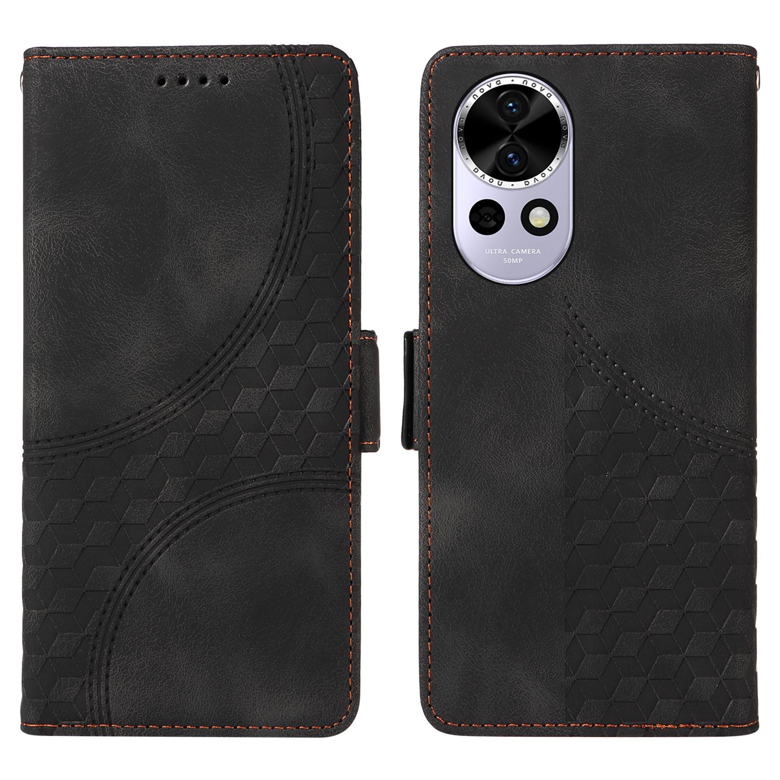 

Чехол для Huawei nova 13 5G/nova 12 5G из искусственной кожи, чехол для телефона с ромбовидным звездным тиснением Black