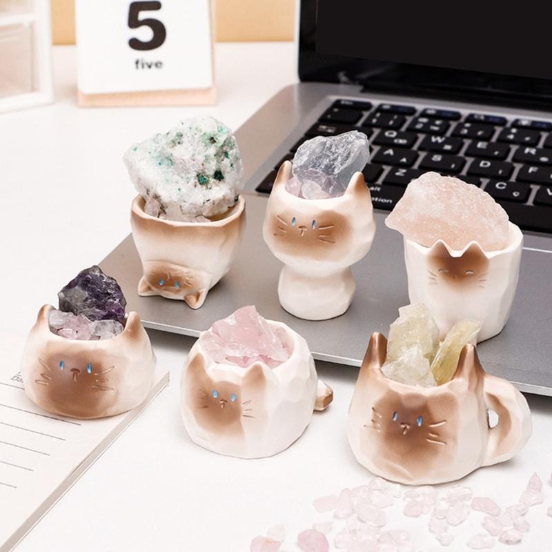Cartoon Mystery Katzen Kristallstatue Miniatur Harz Ornament Überraschungssammlung Desktop Dekoration Zubehör Geschenk
