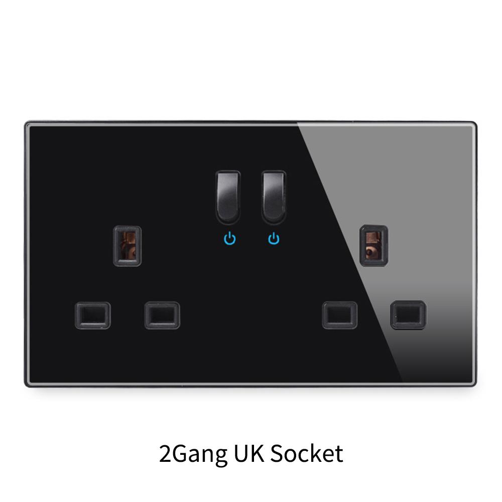 146 Piano Key Reset Switch Tempered Glass Panel 2Gang UN Multifunctional 3-hole Combination Office Hotel Home Villa Decoration