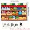 2D Kids Room Tapestry, Grocery Store Shelves with Vegetables & Drinks Decor