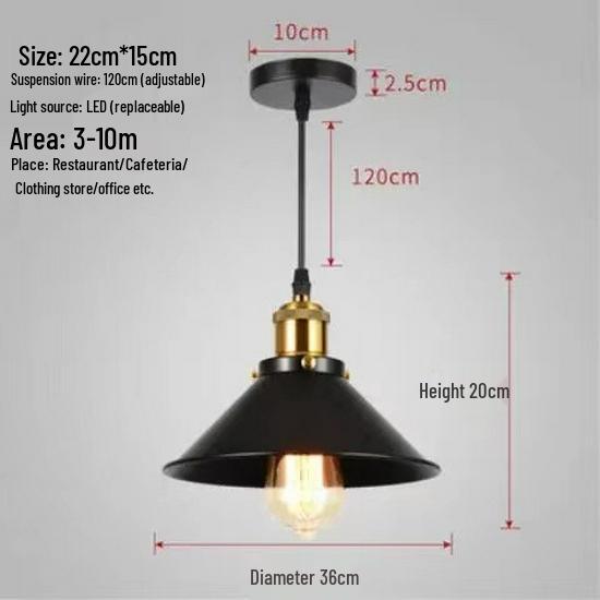 Industrial Black Retro Wrought Iron Pendant Lamp - Modern, Simple Design for Restaurants, Bars, and Hotels