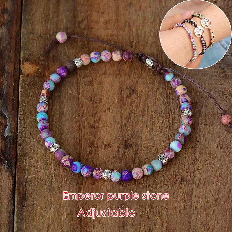 Dainty Tiny Blue Natural Stone Moonstone Beads Bracelet for Women Healing 7 Chakra Delicate Small Stacking Bracelet