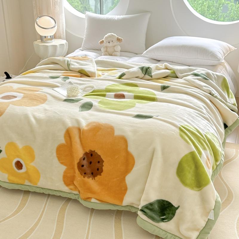 Double-Layer Thickened Fleece Blanket for Single or Double Use Autumn/Winter Cover Blanket