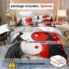 3Pcs Yin Yang Samurai Bedding Set - Soft, Breathable Duvet Cover & 2 Pillowcases, Machine Washable Polyester, Zippered Closure