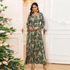 AB439 Middle Eastern Women's Diamond-Studded Fashion Print Jalabiya Robe