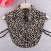 Fake Collar Leopard Print Detachable Lapel Collar Women Lightweight Breathable Half Shirt Collar Dresses Blouses Accessory