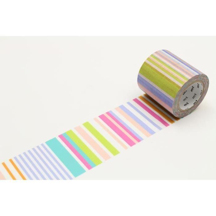 Ruban adhésif - MT - CASA - 5cm - lignes pastels - multi border pastel