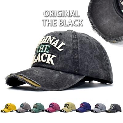 Letter ORIGINAL THE BLACK Broken Hole Baseball Cap Washed Cotton Adjustable Embroidery Baseball Cap Sunshade Hats