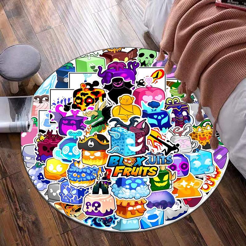 Blox Fruits Characters Round Rug for Livingroom,Bedroom, Palyroom, Chair Rug, Area Rug, Circle Carpet, Large Size Fan Christmas Gift