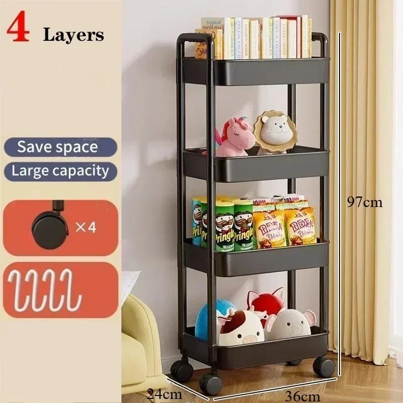 Multi-layer snack storage rack for kitchen bathroom and bedroom mobile storage cart with wheels organizer home accessories