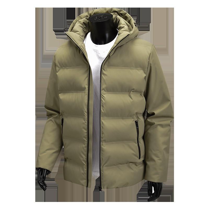 Mens Winter Cotton Jacket Loose Fit Solid Color Warm Coat Business Casual