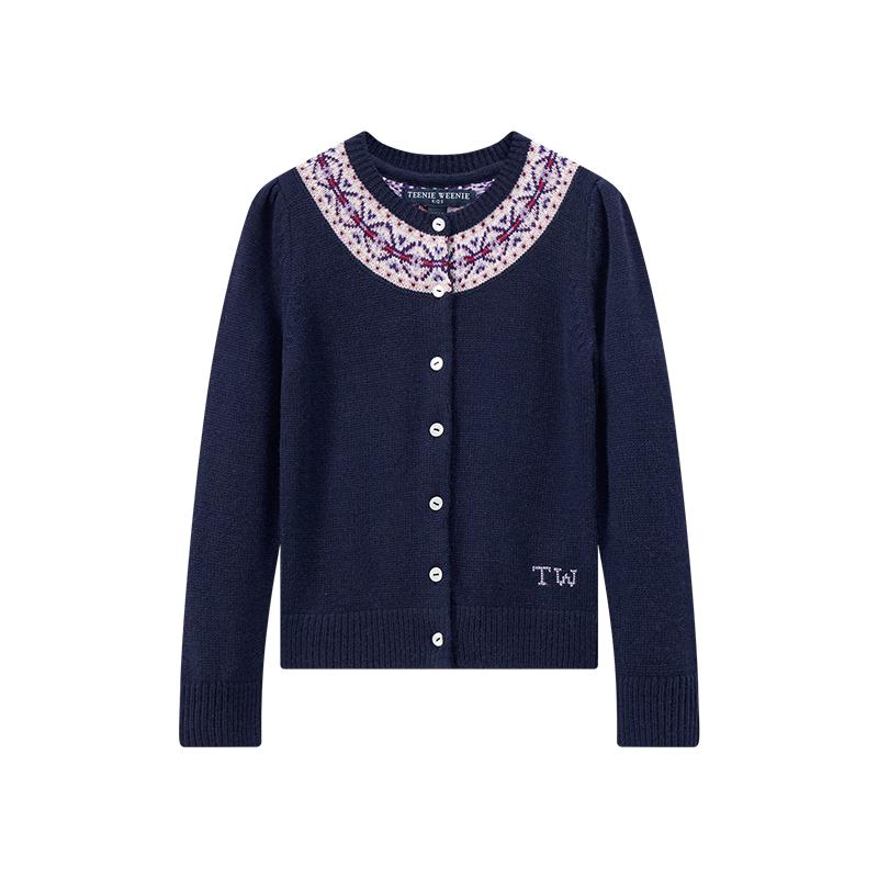 Teenie Weenie Kids Girls Fair Isle Knit Cardigan Sweater 160