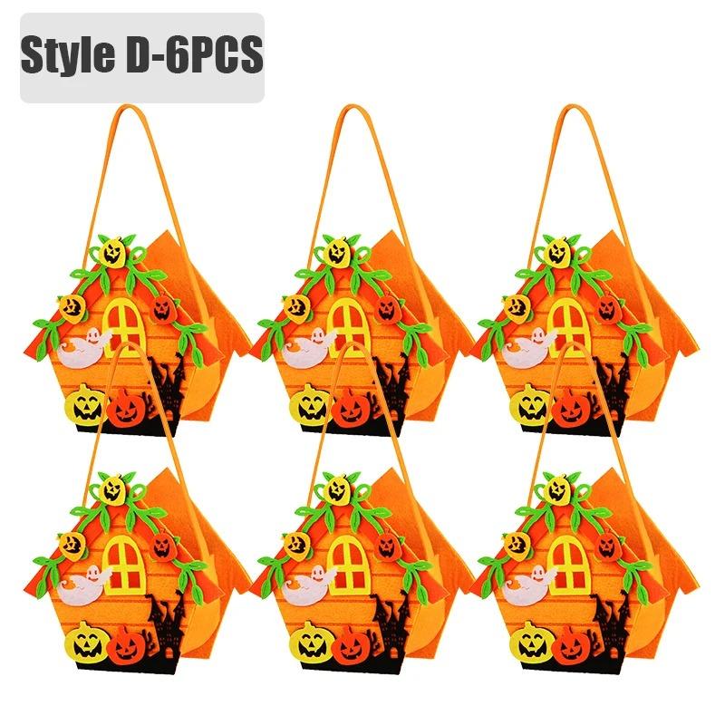 1-6 STÜCK Halloween Süßigkeitenbeutel für Kinder Filz Kürbis Geschenk Tragetasche Feiertagsparty Halloween Dekorationen Zubehör